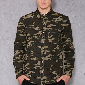 Men's Green Reason Camo Button-Down Shirt